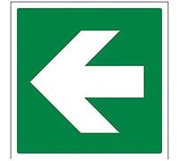V Safety Green Straight Arrow Fire Exit Sign - 200mm x 200mm - Self Adhesive Vinyl