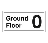 V Safety Ground Floor 0 Sign - 600x300mm - 3mm Brushed Aluminium Composite
