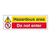 V Safety Hazardous Area/Do Not Enter - Landscape 600 x 200 mm - 2mm Rigid Plastic Safety Sign