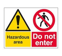 V Safety Hazardous Area Do Not Enter - Large Landscape 400 x 300 mm - Glow In The Dark Self Adhesive Vinyl Safety Sign