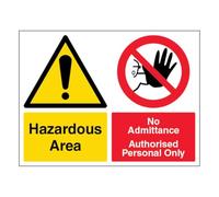 V Safety Hazardous Area/No Admittance - Landscape 600 x 450 mm - 3mm Aluminium Composite Safety Sign