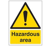 V Safety Hazardous Area - Portrait 150 x 200 mm - Glow In The Dark Self Adhesive Vinyl Safety Sign