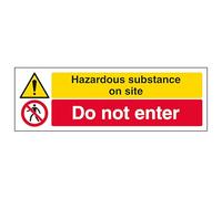 V Safety Hazardous Substance/Do Not Enter - Landscape 300 x 100 mm - Glow In The Dark 1mm Rigid Plastic Safety Sign