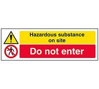 V Safety Hazardous Substance On Site, Do Not Enter Warning Sign - 300mm x 100mm - Self Adhesive Vinyl