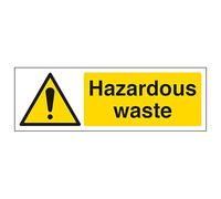 V Safety Hazardous Waste - Landscape 300 x 100 mm - Glow In The Dark Self Adhesive Vinyl Safety Sign