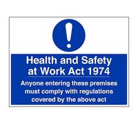 V Safety Health and Safety At Work Act 400 x 300 mm - Glow In The Dark 1mm Rigid Plastic Safety Sign