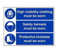 V Safety Helmets High Vis Footwear Ppe Sign - Rigid Plastic - 600X450mm (X3)
