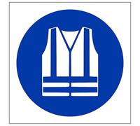 V Safety Hi Vis Jacket Symbol 100 x 100 mm - 2mm Super-Tough Rigid Plastic Safety Sign