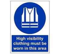 V Safety High Vis Must Be Worn 210 x 297 mm (A4) - 2mm Rigid Plastic Safety Sign