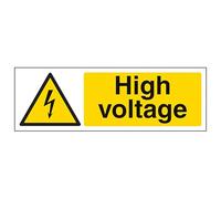 V Safety High Voltage - Landscape 300 x 100 mm - 2mm Rigid Plastic Safety Sign
