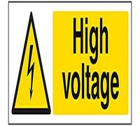V Safety High Voltage Warning Sign - 300mm x 100mm - 1mm Rigid Plastic