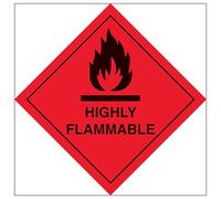 V Safety Highly Flammable 100 x 100 mm - 2mm Rigid Plastic Safety Sign