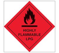 V Safety Highly Flammable LPG 200 x 200 mm - 1mm Rigid Plastic Safety Sign