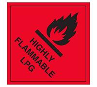 V Safety Highly Flammable LPG Warning Hazard Diamond Sign - 200mm x 200mm - Self Adhesive Vinyl