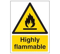 V Safety Highly Flammable - Portrait 200 x 300mm - 2mm Rigid Plastic Safety Sign