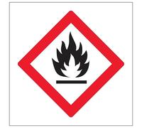 V Safety Highly Flammable Symbol 100 x 100 mm - Glow In The Dark 1mm Rigid Plastic Safety Sign