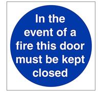 V Safety In The Event Of Fire Must Keep Closed 100 x 100 mm - 2mm Rigid Plastic Safety Sign