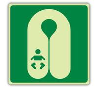 V Safety Infant's Lifejacket Symbol Sign - 150 x 150 mm - Double Glow Vinyl | Glow In The Dark | Double Glow Self Adhesive Vinyl | Marine Safety Signage - Made in Britain