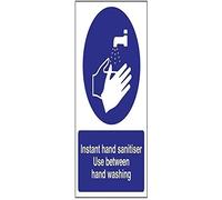 V Safety Instant Hand Sanitiser Use Between Hand Washing Sign - 150mm x 200mm - 1mm Rigid Plastic