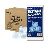 V Safety Instant Ice Packs - UK-Made Disposable Cold Compress, No Refrigeration Needed, Squeeze to Activate - Portable Cooling for Food, Drinks & Outdoor Use - Large Size (Pack of 60)