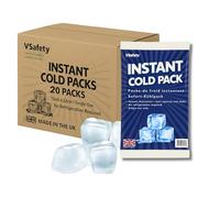 V Safety Instant Ice Packs - UK-Made Disposable Cold Compress, No Refrigeration Needed, Squeeze to Activate - Portable Cooling for Food, Drinks & Outdoor Use - Medium Size (Pack of 20)