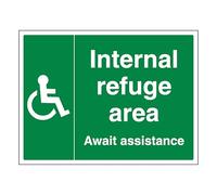 V Safety Internal Refuge Area 300 x 200 mm - Self Adhesive Vinyl Safety Sign