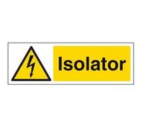 V Safety Isolator Electrical Warning Sign - 300mm x 100mm - Self Adhesive Vinyl