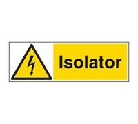 V Safety Isolator Electrical Warning Sign - 600mm x 200mm - Self Adhesive Vinyl