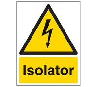 V Safety Isolator - Warning Electrical Sign - Adhesive Vinyl - 300X400mm (X3)