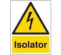 V Safety Isolator Warning Sign - 150mm x 200mm - Self Adhesive Vinyl