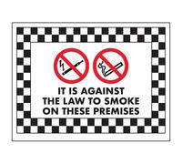 V Safety It Is Against The Law To Smoke/No Smoking/No Vaping Sign - 200mm x 150mm - Self Adhesive