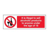 V Safety It Is Illegal To Sell Alco.. Prohibited Public Sign - Rigid Plastic - 300X100mm (X3)