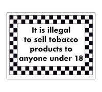 V Safety It Is Illegal To Sell Tobacco Products To Anyone Under 18 200 x 150 mm - Self Adhesive Vinyl - Aluminium Effect Safety Sign