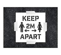 V Safety Keep 2m Apart With 2m Icon Stencil - 400x400mm - 1.1mm Polypropylene