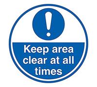 V Safety Keep area Clear At All Times - 600 x 600 mm - Self Adhesive Floor Sticker Safety Sign