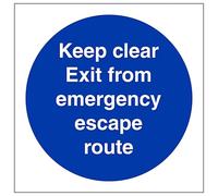 V Safety Keep Clear Exit Emergency Escape 150 x 150 mm - 3mm Brushed Aluminium Composite Safety Sign