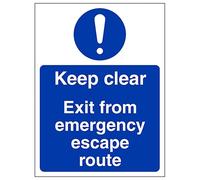 V Safety Keep Clear Exit Emergency Escape - Portrait 150 x 200 mm - Self Adhesive Vinyl - Aluminium Effect Safety Sign
