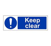V Safety Keep Clear - Landscape 300 x 100 mm - Glow In The Dark Self Adhesive Vinyl Safety Sign