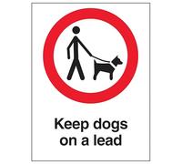V Safety Keep Dogs On A Lead 150 x 200 mm - Glow In The Dark 1mm Rigid Plastic Safety Sign