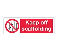 V Safety Keep Off Scaffolding - Landscape 300 x 100 mm - Glow In The Dark Self Adhesive Vinyl Safety Sign