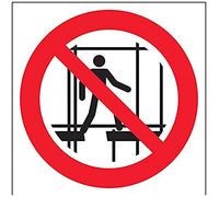V Safety Keep Off Scaffolding Symbol Prohibition Sign - 200mm x 200mm - Self Adhesive Vinyl