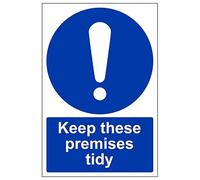 V Safety Keep These Premises Tidy - Portrait 200 x 300 mm - Glow In The Dark Self Adhesive Vinyl Safety Sign