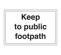 V Safety Keep To Public Footpath - Large Landscape 300 x 200 mm - 2mm Rigid Plastic Safety Sign