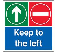 V Safety Keep To The Left - 300x300mm - 1mm Rigid Plastic