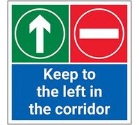 V Safety Keep To The Left In Corridor - 300x300mm - 1mm Rigid Plastic