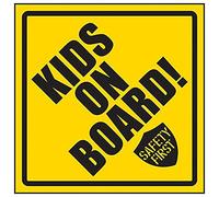 V Safety Kids On Board! Safety First Sign - 150mm x 150mm - Yellow Rigid Plastic