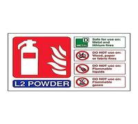 V Safety L2 Powder Id Fire Extinguisher Sign - 150mm x 100mm - 1mm Rigid Plastic