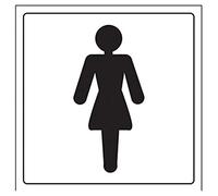 V Safety Ladies/Female Toilet Door Sign - 150mm x 150mm - Self Adhesive Vinyl