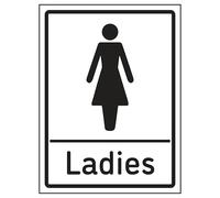V Safety Ladies Toilets 150 x 200 mm - Glow In The Dark 1mm Rigid Plastic Safety Sign