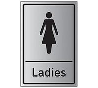V Safety Ladies Toilets - 150mm x 200mm - 1.6mm Aluminium Effect Rigid Plastic